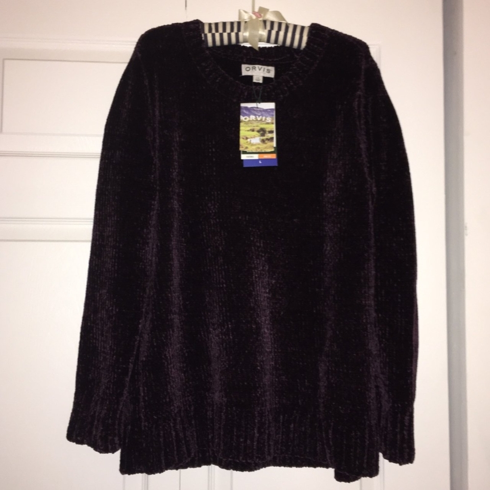 NWT eggplant chenille sweater, size large